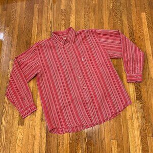 Vintage 90s Giorgio Armani Le Collezioni Red Stripe Button-Down Shirt - Men's L